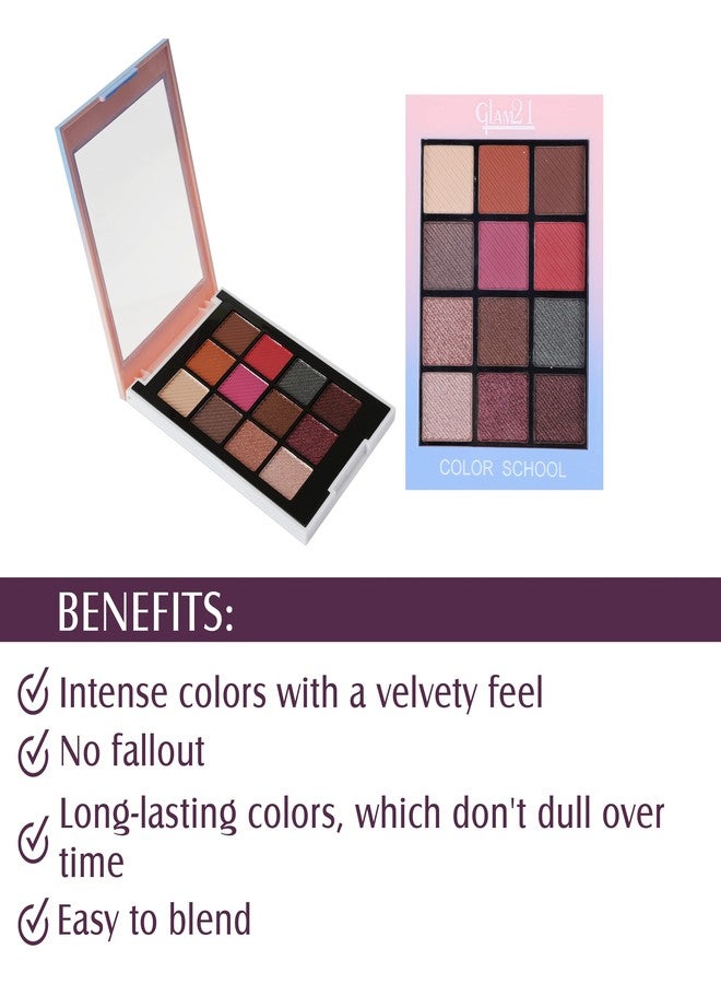 Glam 21 Glam21 Color School Eyeshadow Palette | 12 Highly Pigmented Shades | Smudge proof | Seamless Blending| Long-Staying | 10 gmShade-03 - Image 4