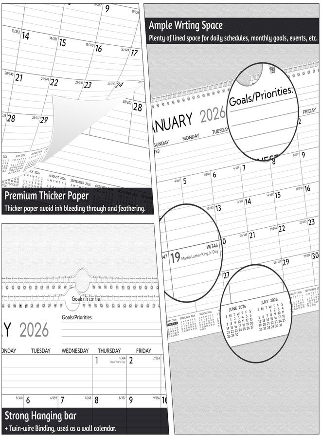 BowCuk 2026-2027 Wall Calendar - 2 Year Calendar 2026-2027, 14.57 x 11.42 In, Jan 2026 - Dec 2027, 2026 Calendar 24 Months, Monthly Calendar 2026, with Ruled Blocks, Thick Paper, Holidays, To-do List ＆ Notes - Image 4