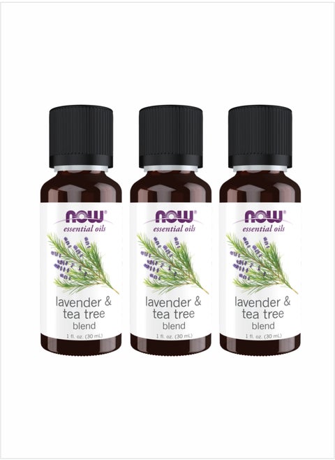 NOW Lavender & Tea Tree Essential Oil Blend - Soothing Aromatherapy, 30ml (Pack of 3)