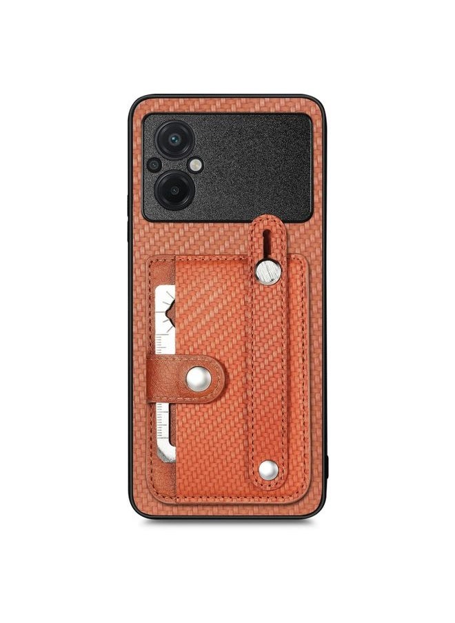 HuHa - Case Cover For Xiaomi POCO M5 4G Wristband Kickstand Wallet Back Phone Case with Tool Knife Brown - Image 1