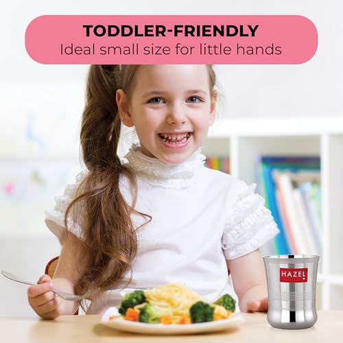 HAZEL Stainless Steel Toddler Glass Set of 12 – 200ml | Unbreakable Cups for Water, Juice & Milkshake - Image 5