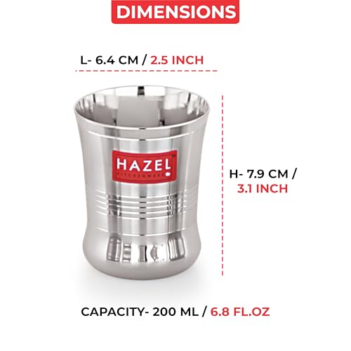 HAZEL Stainless Steel Toddler Glass Set of 12 – 200ml | Unbreakable Cups for Water, Juice & Milkshake - Image 3
