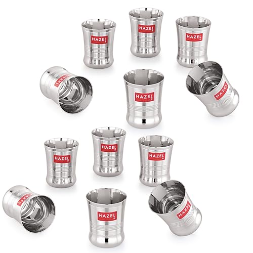HAZEL Stainless Steel Toddler Glass Set of 12 – 200ml | Unbreakable Cups for Water, Juice & Milkshake - Image 1