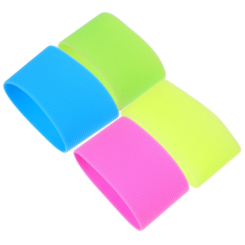 8 pcs Color Silicone Cup Sleeve Protective Non- Water Glass Cover for Bottle Mug (Green+Light + +Yellow) - Image 1