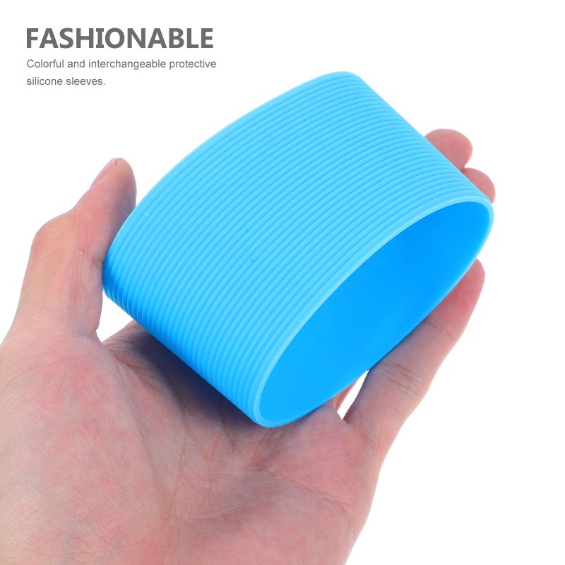 8 pcs Color Silicone Cup Sleeve Protective Non- Water Glass Cover for Bottle Mug (Green+Light + +Yellow) - Image 3