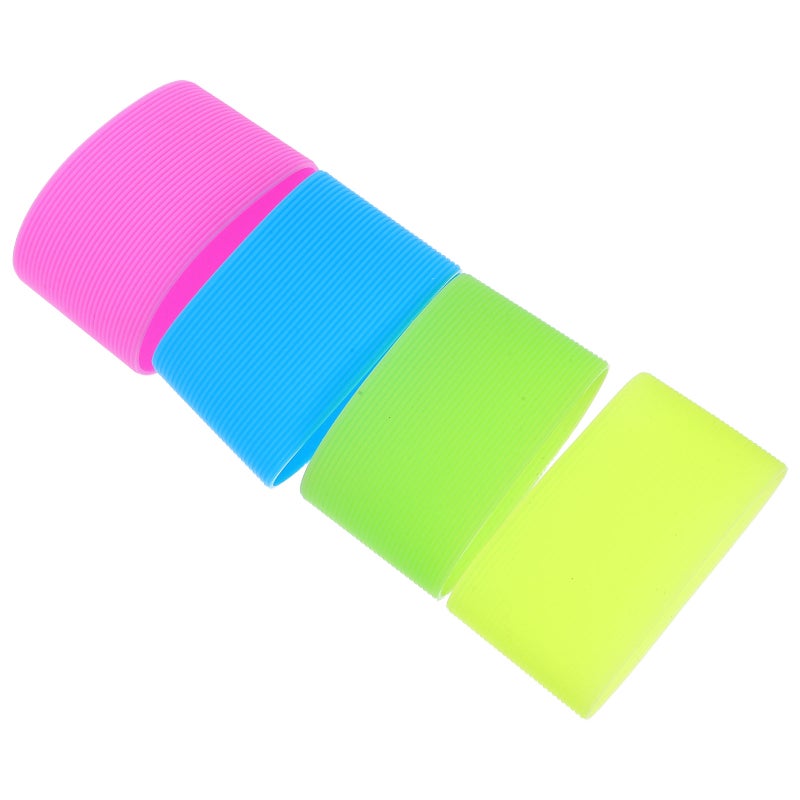 8 pcs Color Silicone Cup Sleeve Protective Non- Water Glass Cover for Bottle Mug (Green+Light + +Yellow) - Image 4