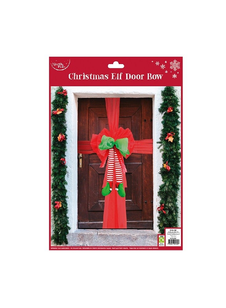 North Pole Large elf Door Bow Red