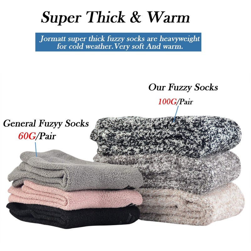 JORMATT 3 Pairs Women Grip Fuzzy Socks Non Skid Men Thick Cozy Slipper Hospital Socks with Grips,Men shoe size 7-12/Women size 8-13 - Image 2