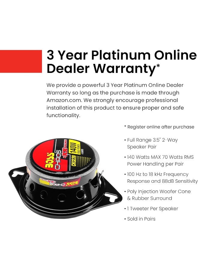 BOSS AUDIO SYSTEMS BOSS Audio Systems CH3220 Car Speakers - 140 Watts of Power Per Pair and 70 Watts Each, 3.5 Inch, Full Range, 2 Way, Sold in Pairs, Easy Mounting  - Image 4