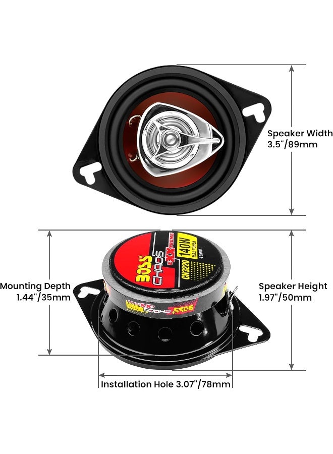 BOSS AUDIO SYSTEMS BOSS Audio Systems CH3220 Car Speakers - 140 Watts of Power Per Pair and 70 Watts Each, 3.5 Inch, Full Range, 2 Way, Sold in Pairs, Easy Mounting  - Image 5