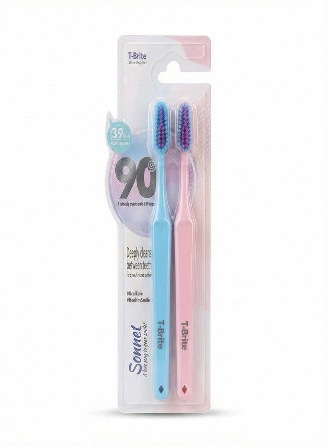 مجموعة فرشاة أسنان SID MAGIC T-Brite ذات الشعيرات الناعمة، تنظيف عميق للبالغين والأطفال، عبوة ألوان عشوائية، تصميم رأس رفيع (1) - Image 1