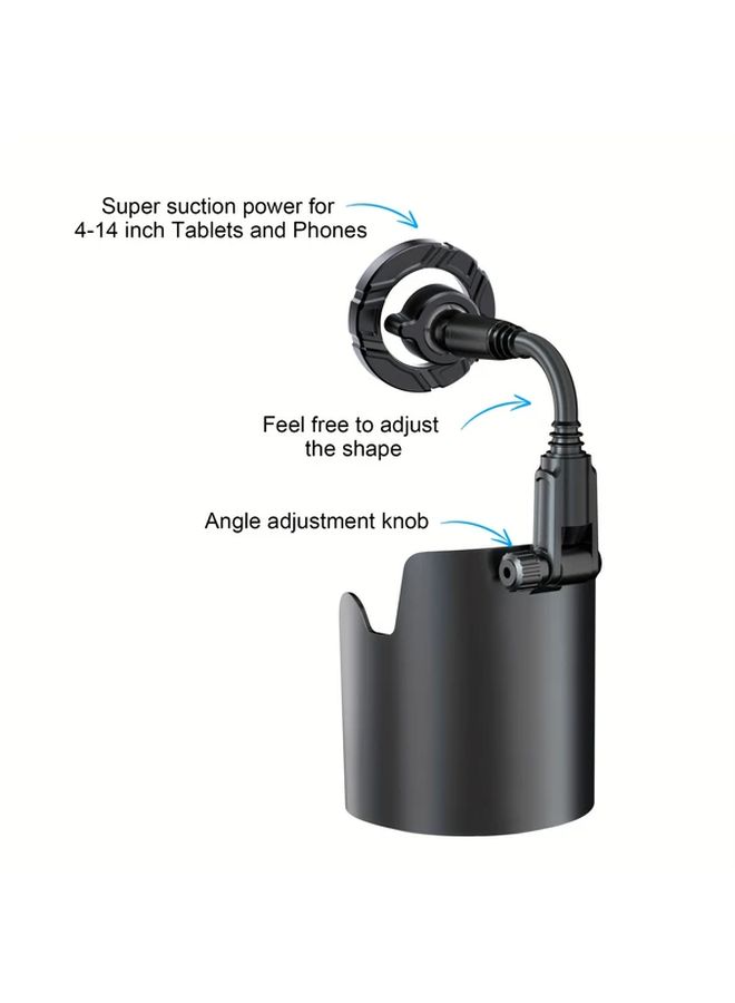 Car Cup Holder Magnetic Phone Mount Super Strong Stability Supports Large Tablets Adjustable Hose Design For Optimal Viewing High Strength Memory Metal Cup Holder Suitable For All Car Cups Black - Image 4