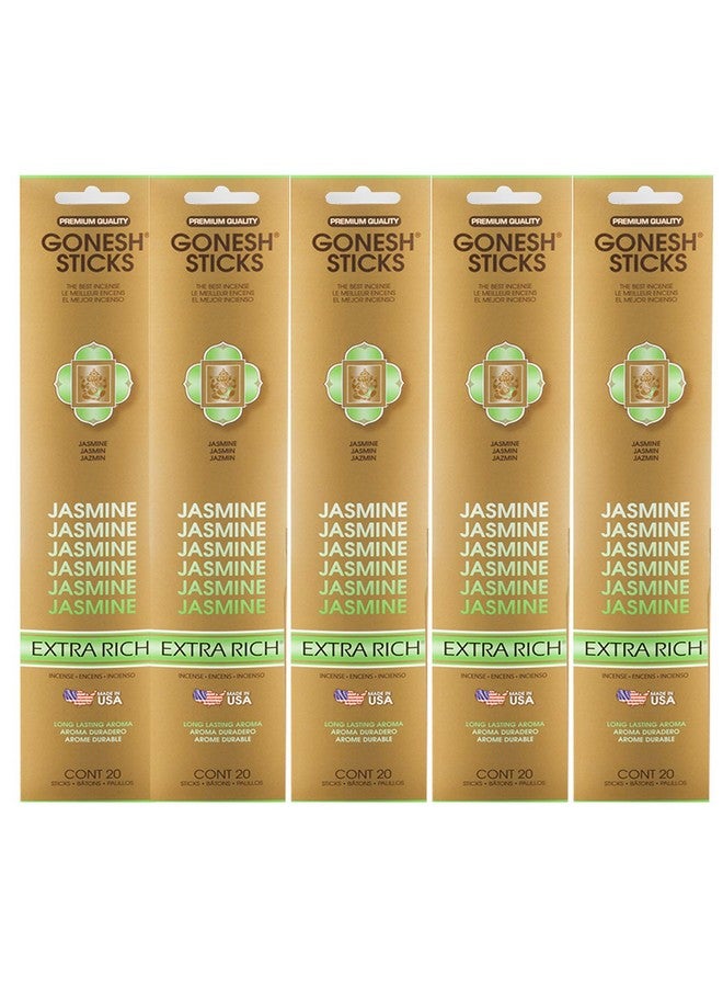 Gonesh Incense Sticks Extra Rich Collection - Jasmin 5 Packs (100 Total)
