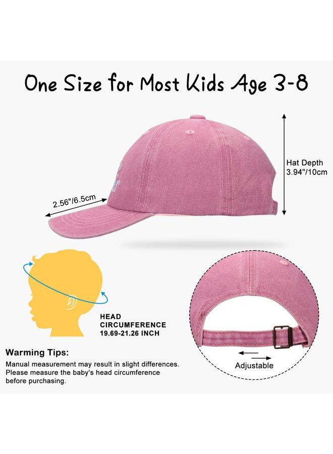 Peninpha Cute Embroidered Baseball Caps for Kids - Adjustable Washed Distressed Vintage Cowboy Sun Hat for Boys & Girls Ages 3-8, Big Sister - Pink, One Size - Image 5