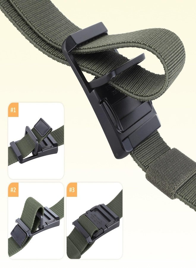 moonsix Cut to Fit Nylon Web Stretch Belt for Men, Adjustable Outdoor Hiking Casual Elastic Waist Belt with Alloy Buckle, Green - Image 3