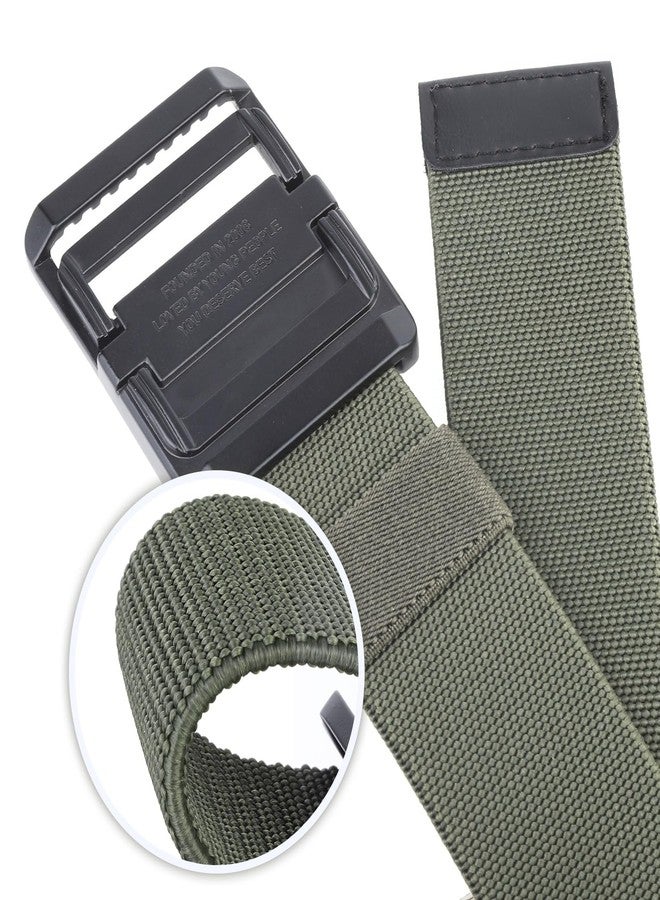 moonsix Cut to Fit Nylon Web Stretch Belt for Men, Adjustable Outdoor Hiking Casual Elastic Waist Belt with Alloy Buckle, Green - Image 4