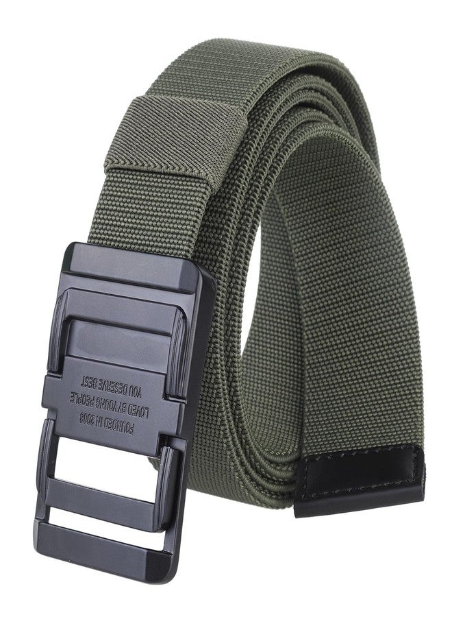 moonsix Cut to Fit Nylon Web Stretch Belt for Men, Adjustable Outdoor Hiking Casual Elastic Waist Belt with Alloy Buckle, Green - Image 1