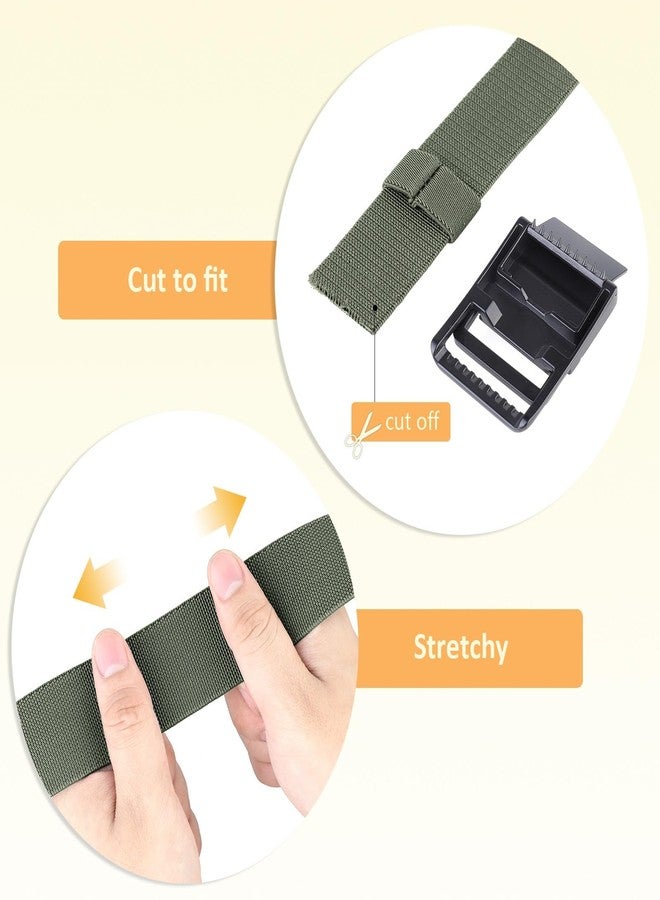 moonsix Cut to Fit Nylon Web Stretch Belt for Men, Adjustable Outdoor Hiking Casual Elastic Waist Belt with Alloy Buckle, Green - Image 2