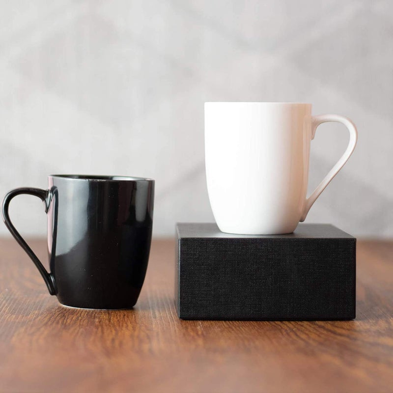 SAAIKEE BlackWhite Tea Coffee Cups Set Bone China Tableware Set of 2 300 ml - Image 1