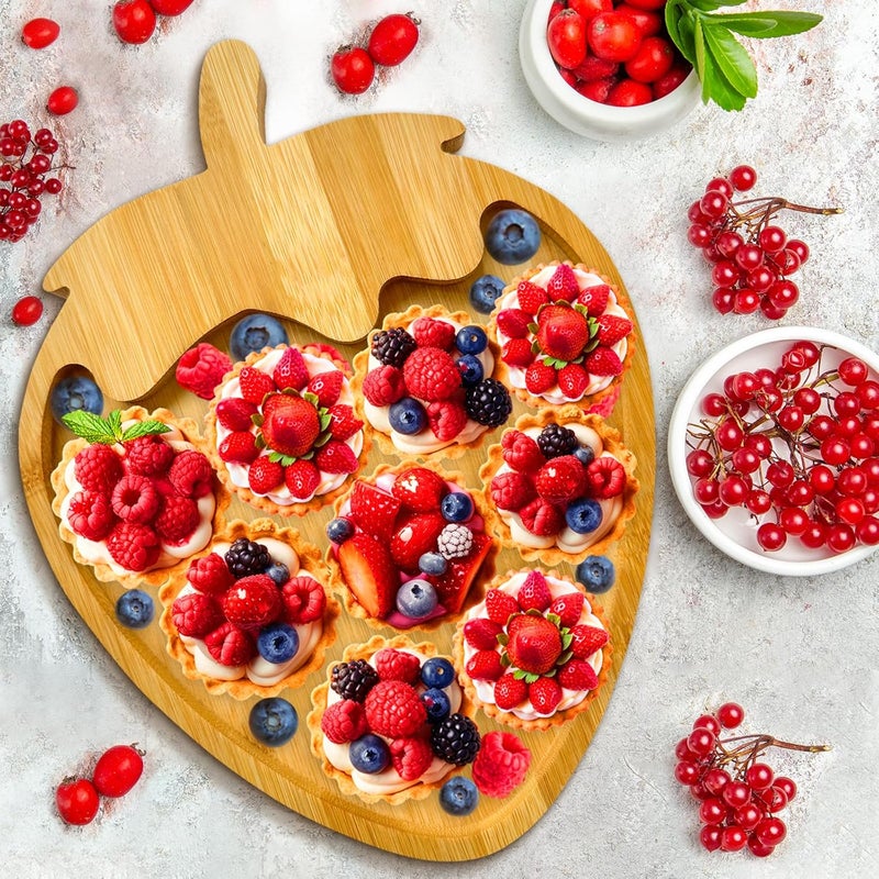 Easma Large Strawberry Party Decorations Wooden Strawberry Charcuterie Board for Tabletop Berry Serving Trays Outdoor Food Platters for Baby Shower Party Supplies Fillable Dish Plates for Berry 1st Birthday - Image 2