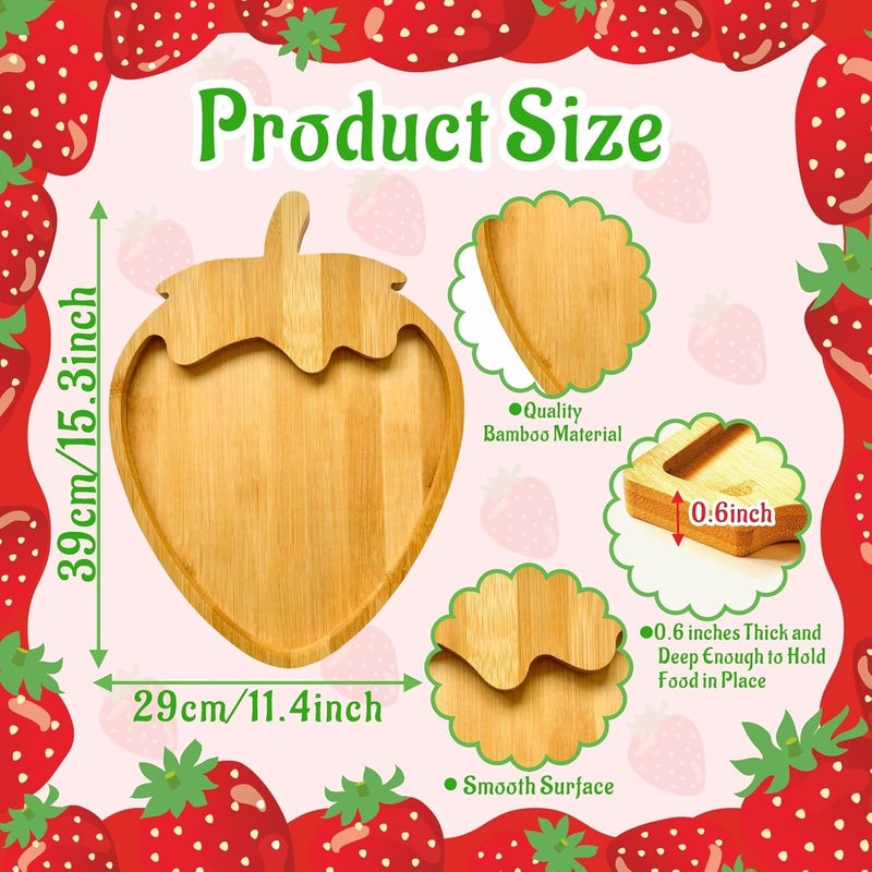 Easma Large Strawberry Party Decorations Wooden Strawberry Charcuterie Board for Tabletop Berry Serving Trays Outdoor Food Platters for Baby Shower Party Supplies Fillable Dish Plates for Berry 1st Birthday - Image 4