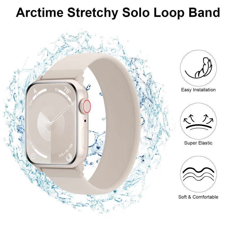 Arctime Silicone Solo Loop Bands Compatible with Watch Band 38mm 40mm 41mm 42mm 44mm 45mm 46mm 49mm, Sport Stretchy Strap Soft Replacement Wristband for iWatch Ultra 3 2 1 Series 11 10 9 8 SE 7 6 5 4 - Image 2