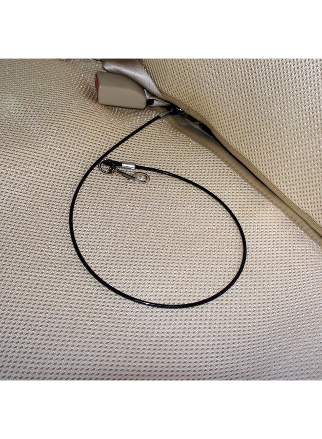 Mogoko Pet Dog Car Seat Belt Restraint, Coated Stainless Steel Chew Proof Dog Vehicle Safety Tether Cable, Double Clip No-Chew Pet Car Leash Lead-31 Inch - Image 2