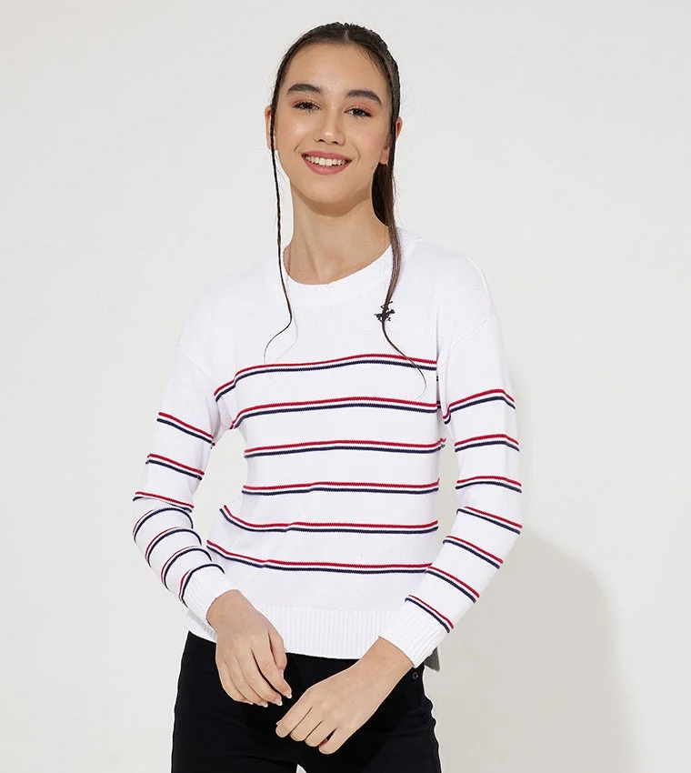 BEVERLY HILLS POLO CLUB Girl'S Long Sleeves Striped Sweater