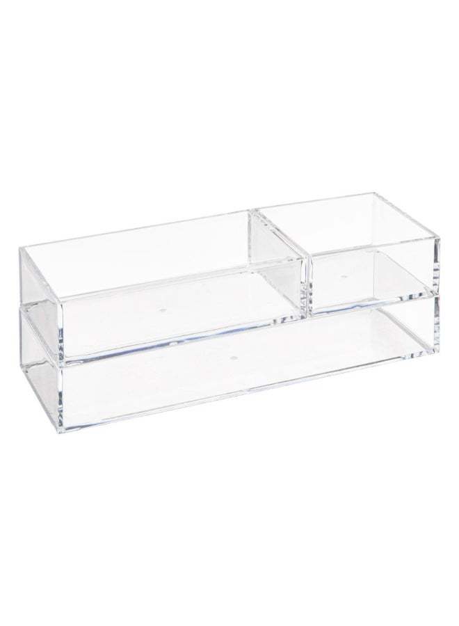 Five Simply Smart Selena 3-Compartment Rectangular Modular Tray Clear 4.6 x 9.5 x 25.6 cm 200133 - Image 1