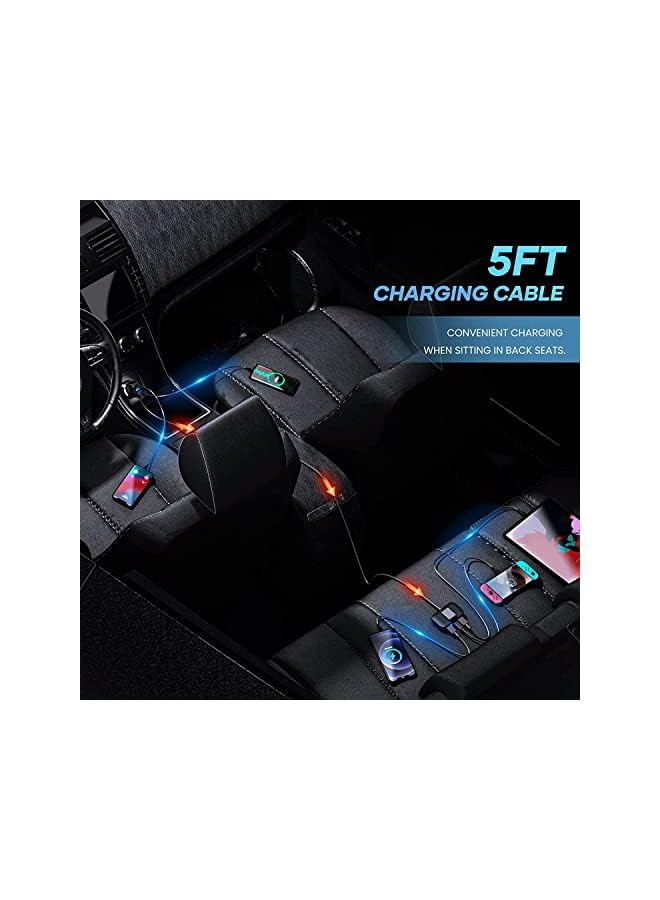 Lencent Multi Ports Car Charger, LENCENT 31W Car Charger Adapter, 3 USB A & 2 Type C Ports for Smart Phone, Voltage Detection, Multi Cigarette Lighter USB Charger with 5FT/1.5M Cable for Back Seat Charging - Image 2