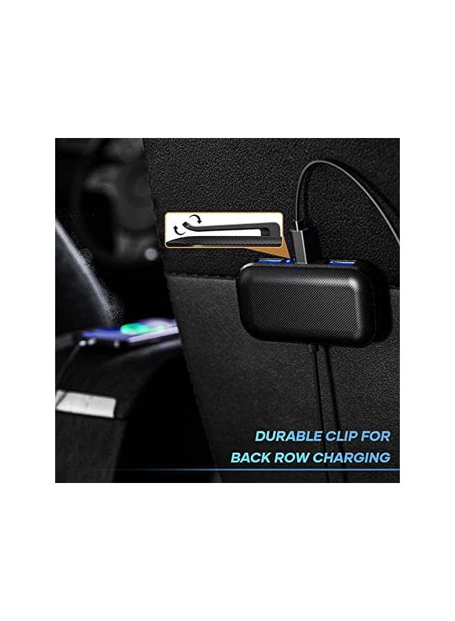 Lencent Multi Ports Car Charger, LENCENT 31W Car Charger Adapter, 3 USB A & 2 Type C Ports for Smart Phone, Voltage Detection, Multi Cigarette Lighter USB Charger with 5FT/1.5M Cable for Back Seat Charging - Image 5