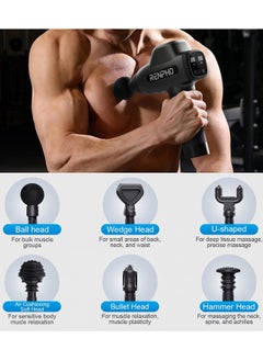 RENPHO Percussion Massage Gun, Professional Powerful Quiet Deep Tissue Massager, 20 Speeds, Electric Massage Gun With Case, 6 Massage Heads  - Image 5