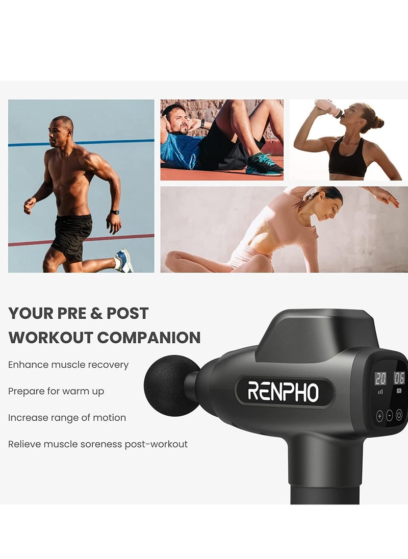 RENPHO - Percussion Massagegun, Professional Powerful Quiet Deep Tissue Massager, 20 Speeds, Electric Massagegun With Case, 6 Massage Heads - Image 1