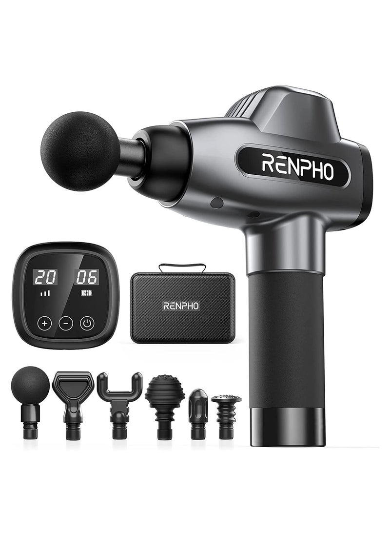 RENPHO Percussion Massagegun, Professional Powerful Quiet Deep Tissue Massager, 20 Speeds, Electric Massagegun With Case, 6 Massage Heads  - Image 1