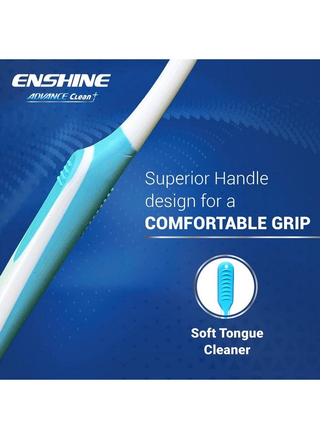 Enshine Advance Clean+ Toothbrush Pack Of 6 - With Ultra Soft Bristles| Compact Brush Head For Deep & Complete Cleansing, Effective Tongue Cleaner For Complete Oral Care Multicolor Adult Manual Brush  - Image 3