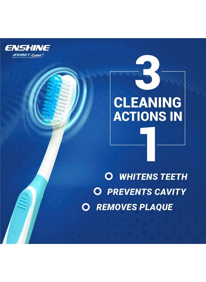 Enshine Advance Clean+ Toothbrush Pack Of 6 - With Ultra Soft Bristles| Compact Brush Head For Deep & Complete Cleansing, Effective Tongue Cleaner For Complete Oral Care Multicolor Adult Manual Brush  - Image 2
