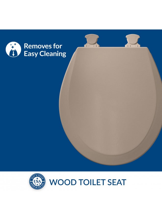 Bemis 500EC 068 Molded Wood Round Toilet Seat with Easy Clean and Change Hinge, 1 Pack, Fawn Beige - Image 2