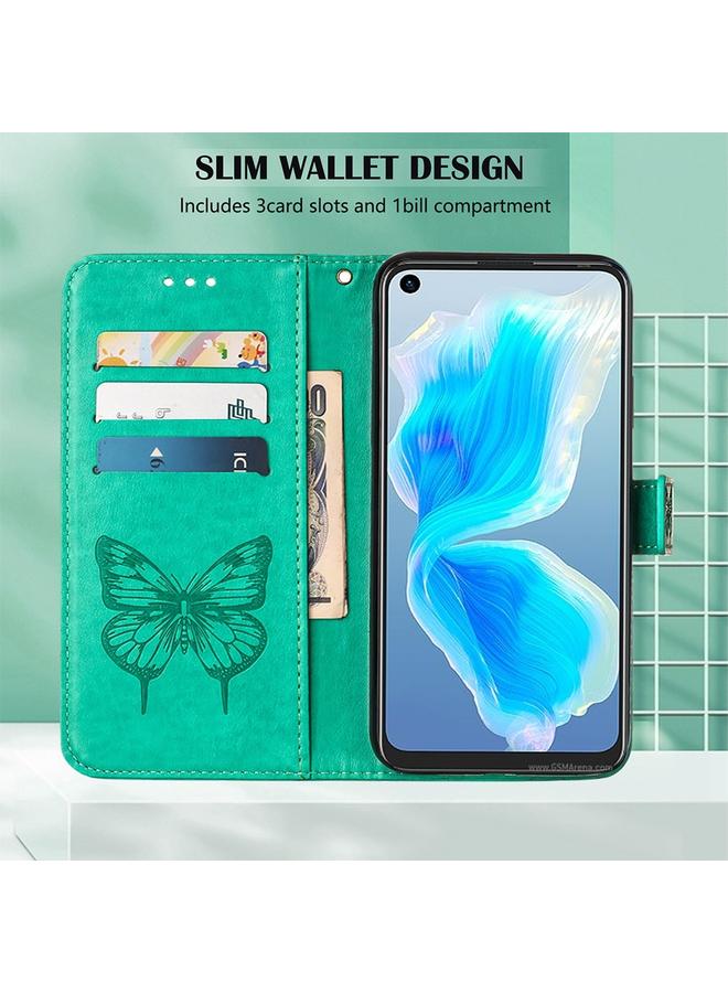 اس-توب جراب لهاتف OPPO Reno7 5G Global/Find X5 Lite مصنوع من الجلد المنقوش على شكل فراشة - Image 4