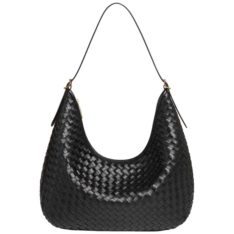 YONGLEE ARTEE Shoulder Handbags Shoulder Bag for Women Totes Woven Vegan Leather Bag Hand Bag Working Lightweight Bags With Zipper Black - Image 1
