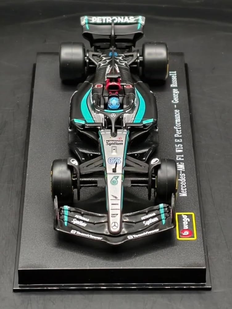 Bburago Metal - 1/43 Scale Model Compatible with Mercedes-AMG Petronas F1 W15# 63 Compatible with George Russell Season 2024 Racing Car Replica, Black - Image 5