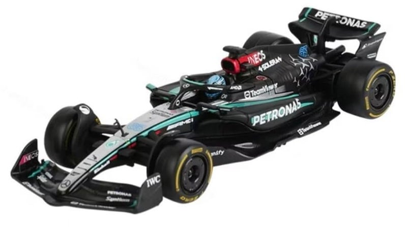 Bburago Metal - 1/43 Scale Model Compatible with Mercedes-AMG Petronas F1 W15# 63 Compatible with George Russell Season 2024 Racing Car Replica, Black - Image 1