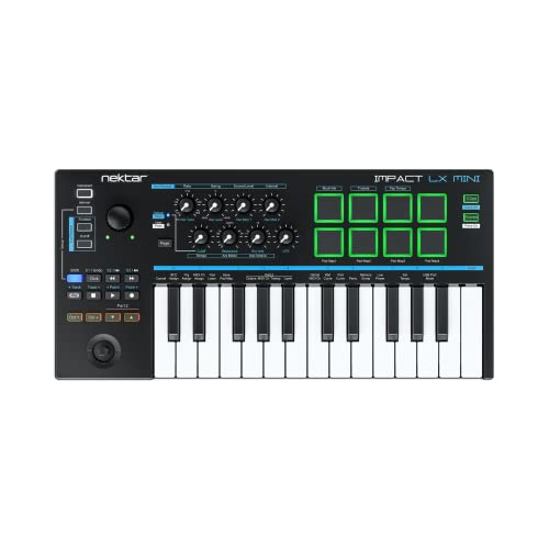 Nektar Impact LX Mini 25-key USB MIDI Controller Keyboard with Nektar DAW Integration, 8 Velocity-Sensitive Pads, Arpeggiator and Note Repeat Mode and Software Bundle - Image 1