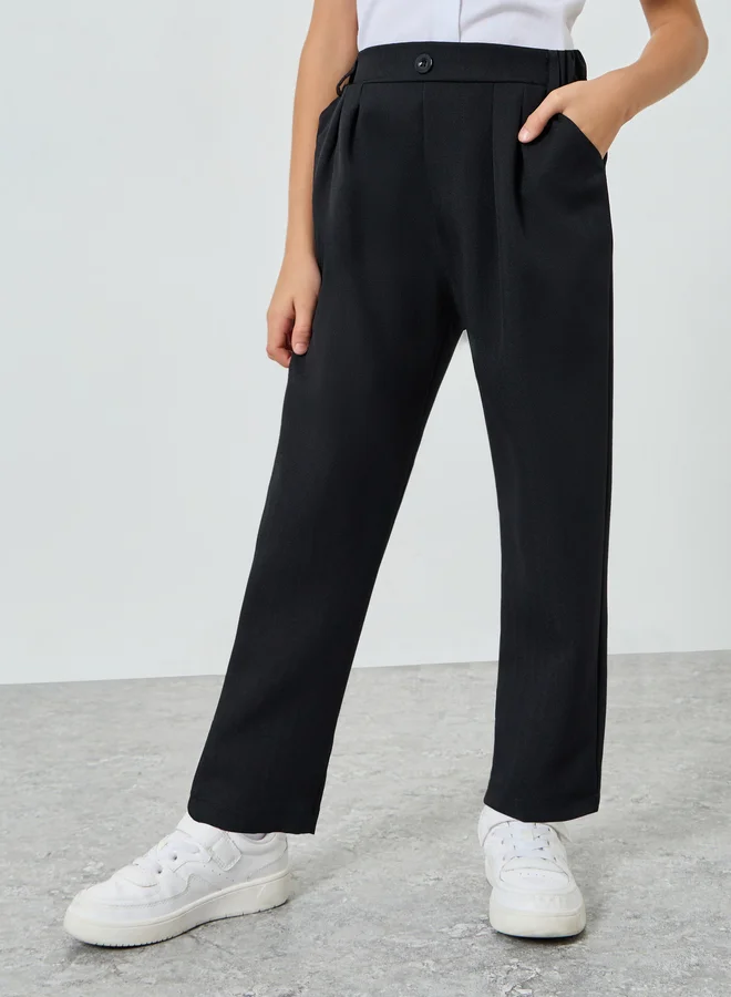 ستايلي بنطال سادة بقصة مستقيمة