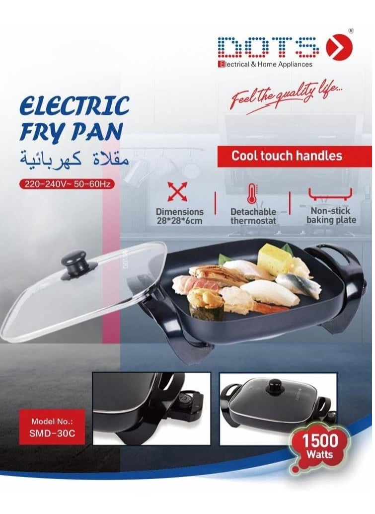 DOTS Electric Fryer, Non-Stick Surface, 1500 Watts, Black, SMD-30C