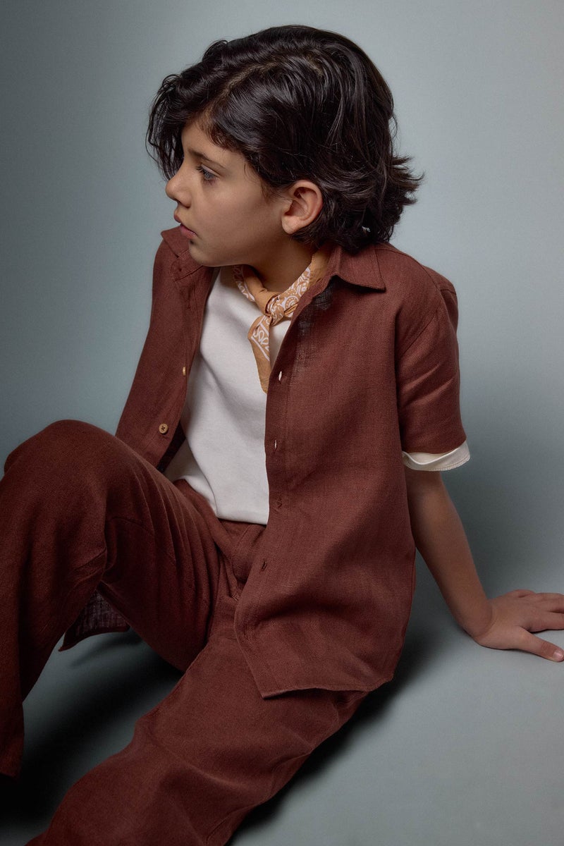 DeFacto Brown Boy Regular Fit Short Sleeve Shirt Casual - Image 1