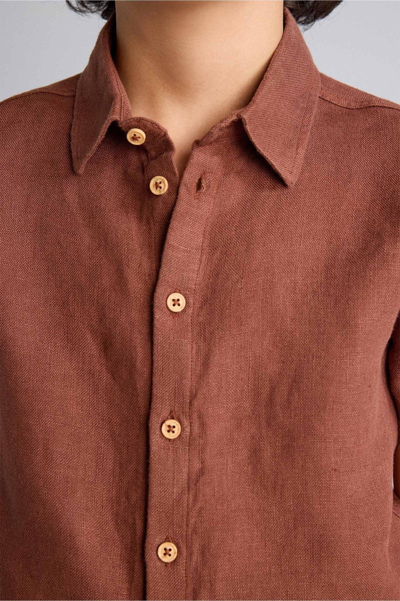 DeFacto Brown Boy Regular Fit Short Sleeve Shirt Casual - Image 4
