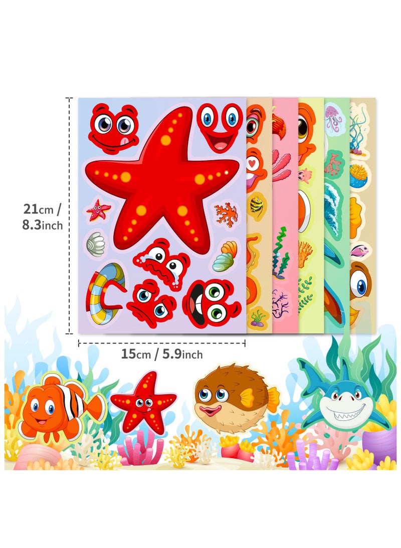 18 Sheets Make Your Own Sea Animal Stickers for Kids, Make a Face Sticker Mix and Match Sticker for Kids Activities - Image 3