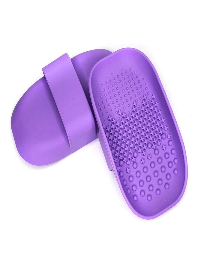 MobFest® Silicone Makeup Sponge Brushes Washing Durable Eyeshadow Powder Puff Cleaner Strip Tray, 1 Piece (Purple) - Image 1