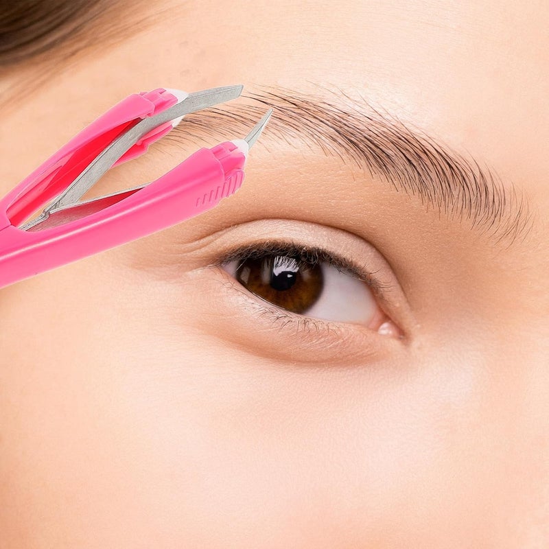 Wide range expanded design Ipetboom Automatic Eyebrow Tweezer Clipper, 9.2cm Pink Plastic Eyebrow Grooming Tool for Precise Trimming and Repairing, Women’s Facial Hair Removal Device Care processed raw material - Image 4