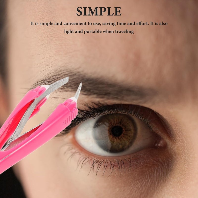 Wide range expanded design Ipetboom Automatic Eyebrow Tweezer Clipper, 9.2cm Pink Plastic Eyebrow Grooming Tool for Precise Trimming and Repairing, Women’s Facial Hair Removal Device Care processed raw material - Image 3